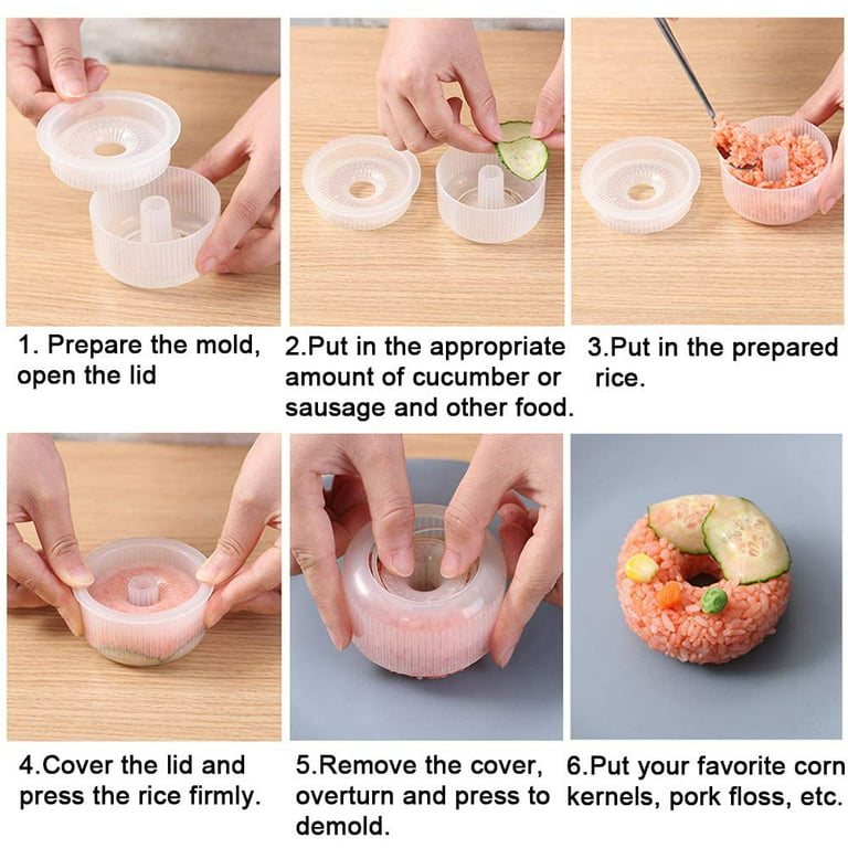 4pack Sushi Donut Shape Maker Non Stick Sushi Maker Press Onigiri Mold Sushi Donut Shape Maker Forming Machine Donut Sushi DIY